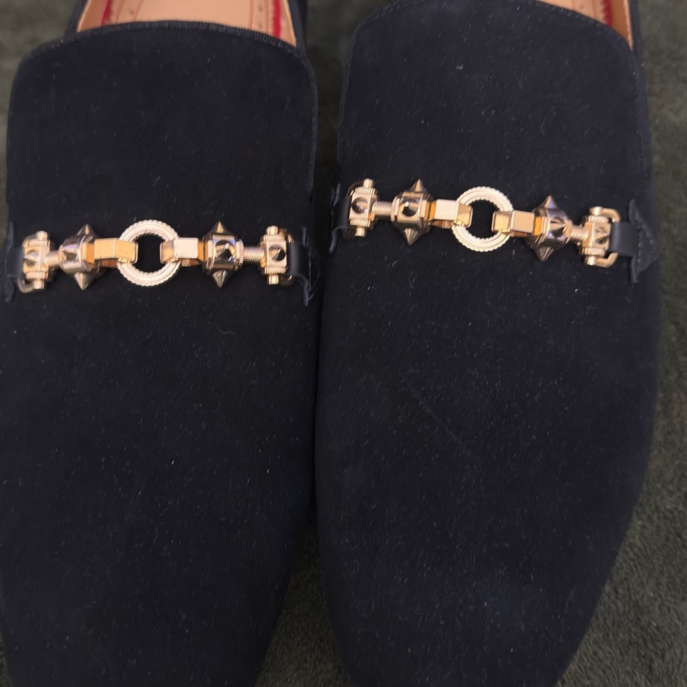 Christian Louboutin Black Loafers with Gold Detailing